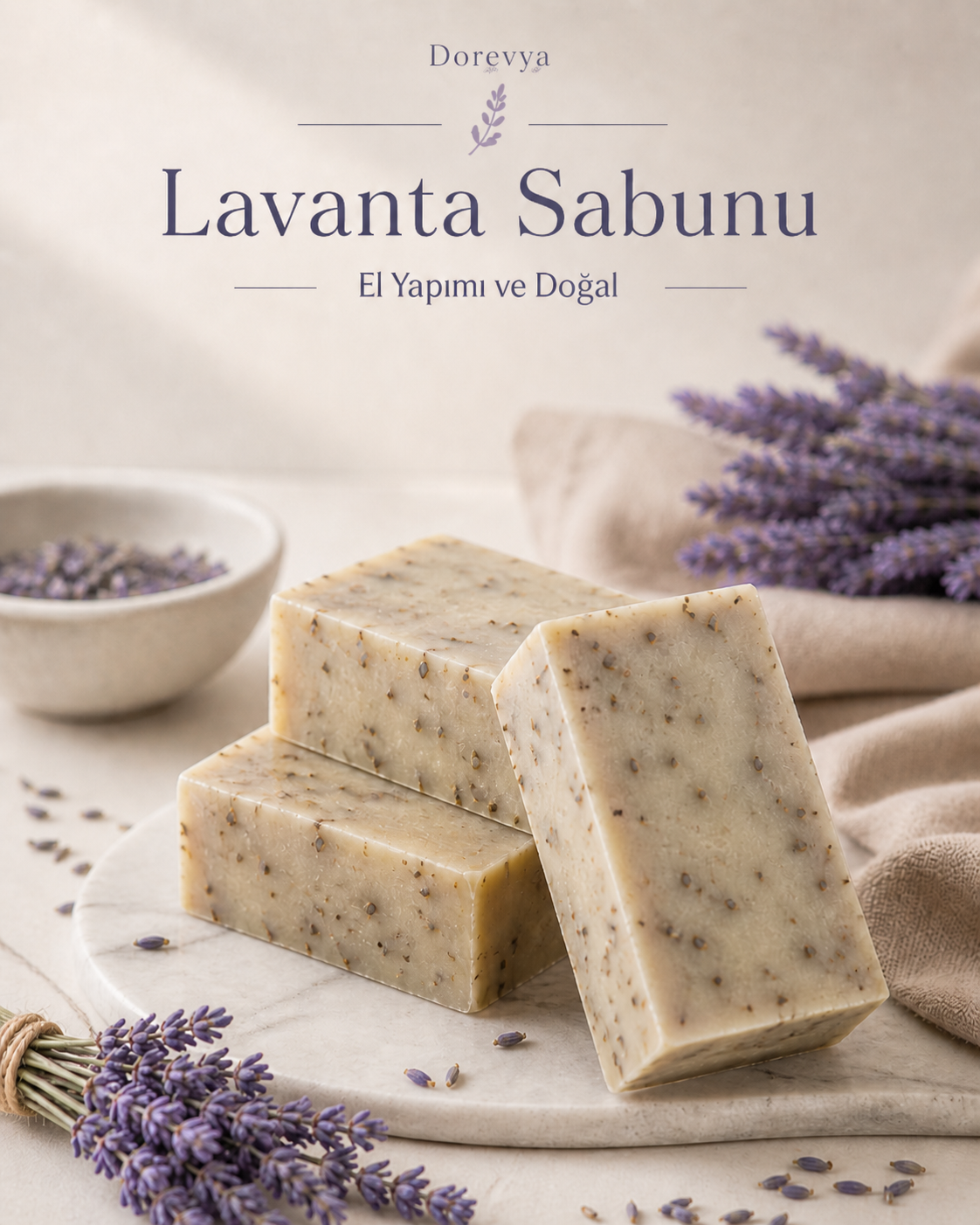Dorevya Natural Lavanta Yağlı Doğal El Yapımı  Nemlendirici  Sabun